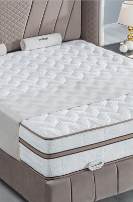 Luxury Bedroom Set Beige Bed 2x Nightstands Beds Furniture LED 3-piece