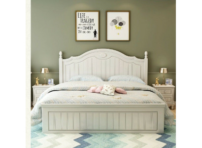 Set Bedroom Double Bed 2x Nightstand Complete Set Wood Furniture 3 pcs.