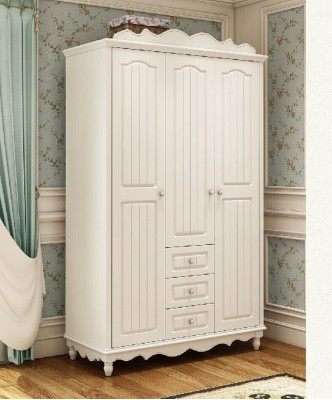 Country style furniture classic wardrobe cabinet wood bedroom white