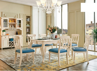 Dining room dining table 6 x chairs dining set wood kitchen group sideboard furniture new 7-piece set.