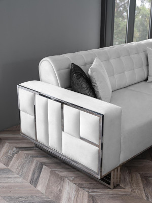 Adjustable Multifunction Couch Sofa Two-Seater Design Sofas White