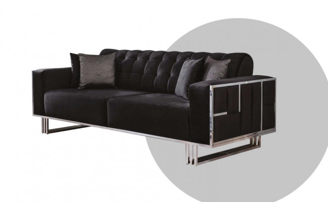 Three-seater sofa furniture furnishing couches sofas black upholstery