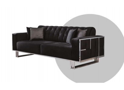 Three-seater sofa furniture furnishing couches sofas black upholstery