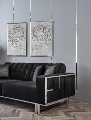 Three-seater sofa furniture furnishing couches sofas black upholstery