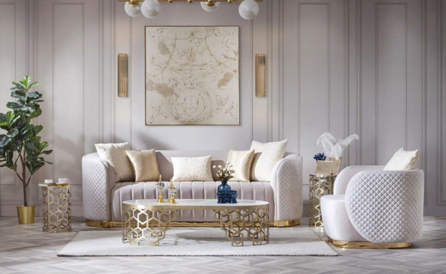 Luxury Sofa Couch 3+1 Furniture Sofas Sofa Suite Chesterfield 2-piece.