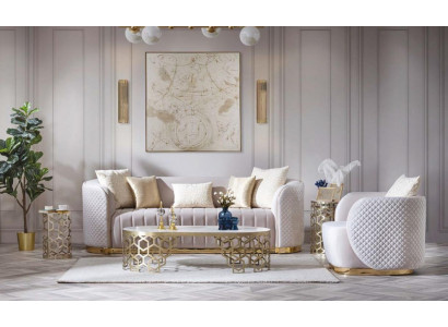 Luxury Sofa Couch 3+1 Furniture Sofas Sofa Suite Chesterfield 2-piece.