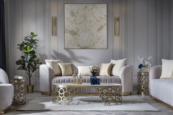 Luxury Sofa Couch 3+1 Furniture Sofas Sofa Suite Chesterfield 2-piece.