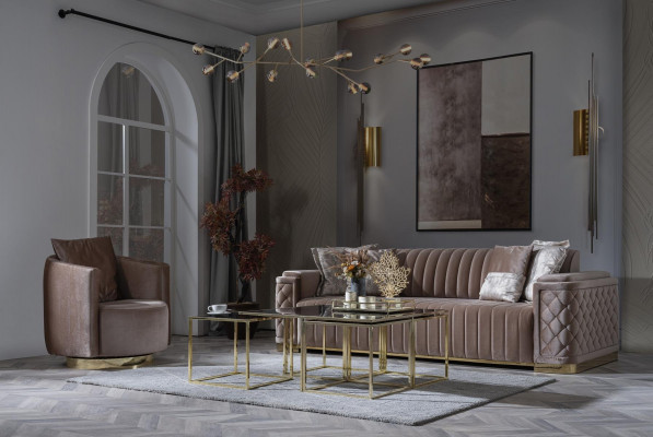Luxury Couch 3+1 Furniture Sofa Couch Sofa Set Chesterfield 2-piece.