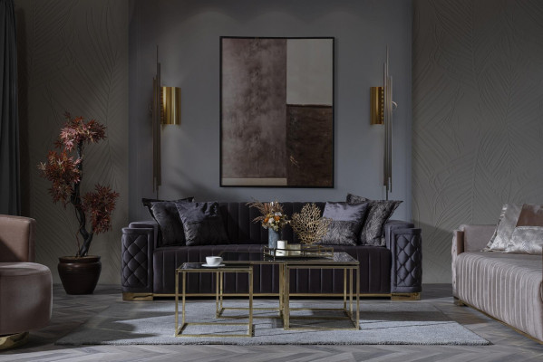 Luxury Couch 3+1 Furniture Sofa Couch Sofa Set Chesterfield 2-piece.