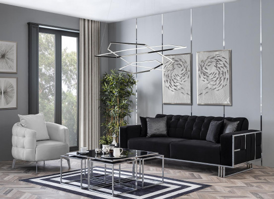Luxury living room furniture couch seating ensemble sofa velvet sofa set 3-piece