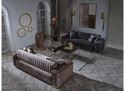 Chesterfield sofa set couch upholstery set 3-piece set sofa couch velvet