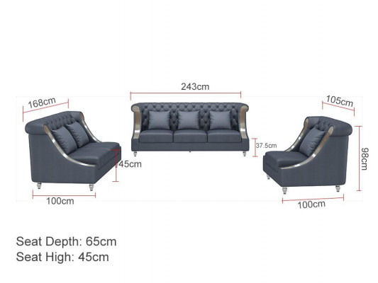 Chesterfield armchair TV couch 1-seater leather sofa real leather upholstery