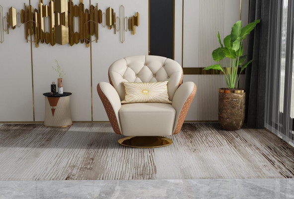 Armchair Single Seater Relax 360° Swivel Chair Upholstered Leather Armchair Sofa Club