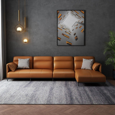 Leather sofa, couch, living area suite, design, modern sofa, corner sofa, L-shape, orange