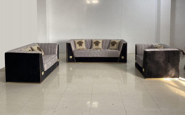 Luxury Sofa 2-Seater Furniture Design Upholstery Black Textile Velvet Sofas Couches