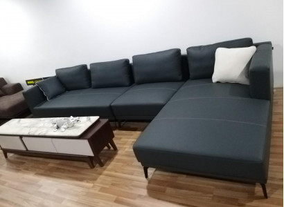 Corner sectional L-shaped lounge sofa couch upholstery fabric sofas leather