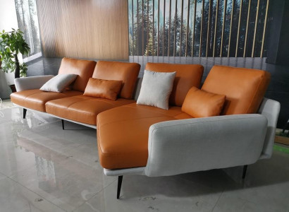 Sectional L-shaped living landscape sofa couch upholstery corner suite leather sofa group