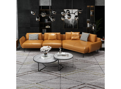 Sectional sofa L-shaped leather sofa couch living room set trapeze modern sofas