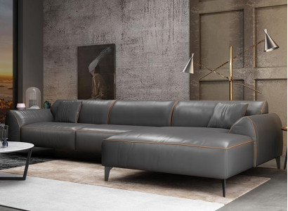 Living room couch upholstery textile leather fabric seating set corner sectional sofa L-shape