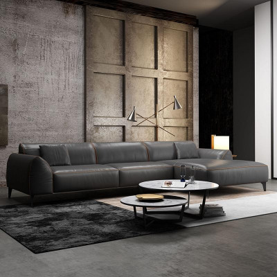 Living room couch upholstery textile leather fabric seating set corner sectional sofa L-shape