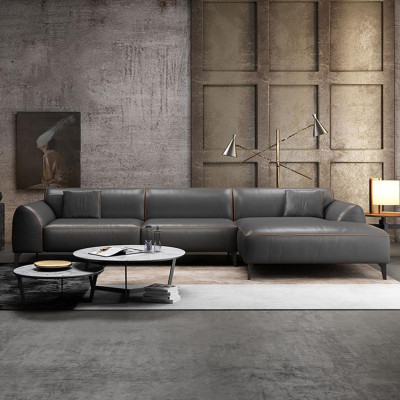 Living room couch upholstery textile leather fabric seating set corner sectional sofa L-shape