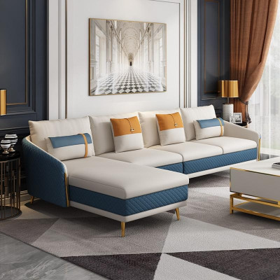 Luxury corner sofa L-shape set leather sofa seating living room corner sofa couch sofas