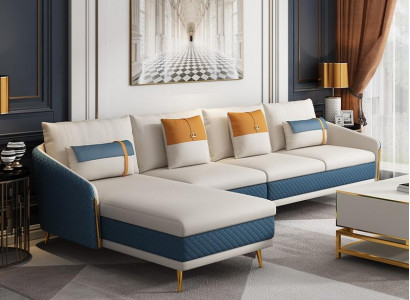 Luxury corner sofa L-shape set leather sofa seating living room corner sofa couch sofas