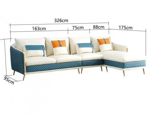 Luxury corner sofa L-shape set leather sofa seating living room corner sofa couch sofas