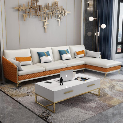 Luxury corner sofa L-shape set leather sofa seating living room corner sofa couch sofas