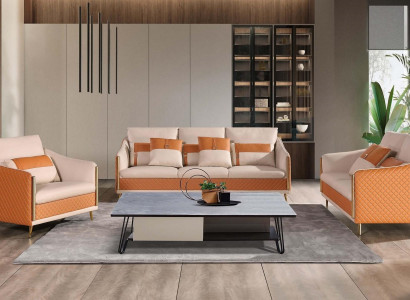 Designer sofa 3-seater modern sofa living landscape leather sofa