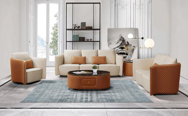 Three-seater Italian style sofa 3-seater modern sofa leather sofa couch