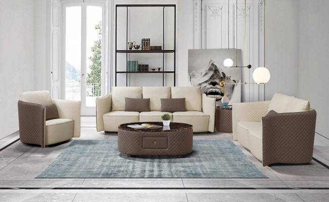 Three-seater Italian style sofa 3-seater modern sofa leather sofa couch
