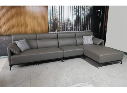 Corner sofa L-shape living area sofa couch upholstery corner set grey leather sofa