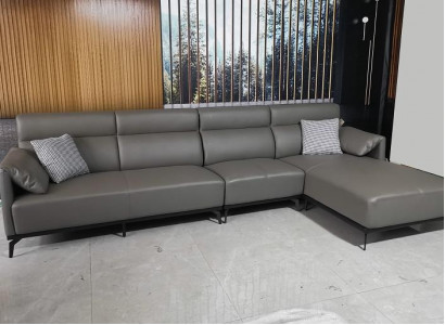 Corner sofa L-shape living area sofa couch upholstery corner set grey leather sofa