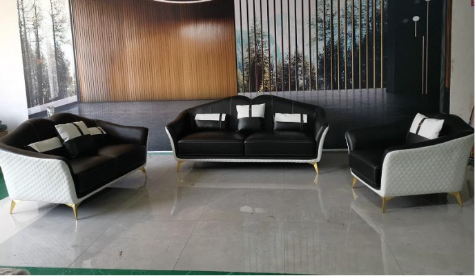 Black sofa set 3+2+1 suite living landscape sofa couch set leather sofa new