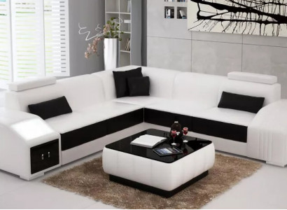 Leather upholstered design corner sofa couch sofa L shape living area living room corner couch