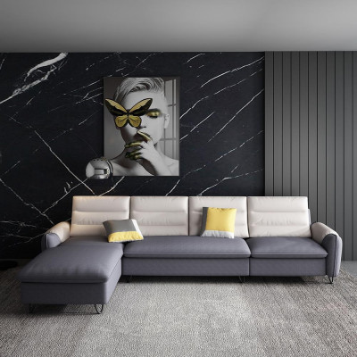 Living area couch upholstery textile fabric leather seating suite L-shape corner corner sofa