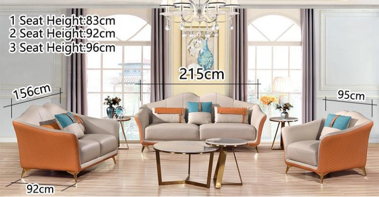 Luxury living room suite leather upholstered couches fabric sofa set 3+2+1 set