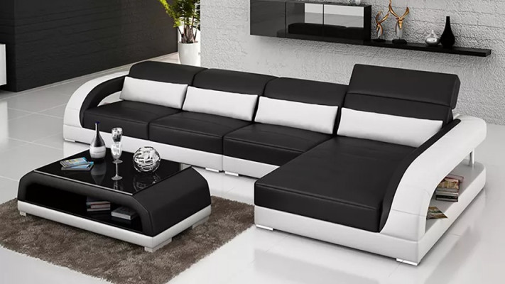Leather-cushion design corner sofa corner couch sofa L shape living room