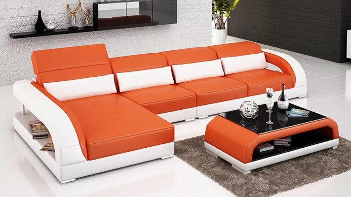 Leather-cushion design corner sofa corner couch sofa L shape living room