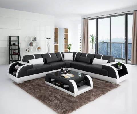 Modern design corner sofa living room furniture corner couch leather upholstery couch