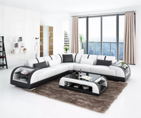 Modern design corner sofa living room furniture corner couch leather upholstery couch