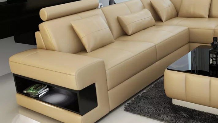 Design corner sofa, decoration, living room furniture, modern corner couch, leather upholstery, couch