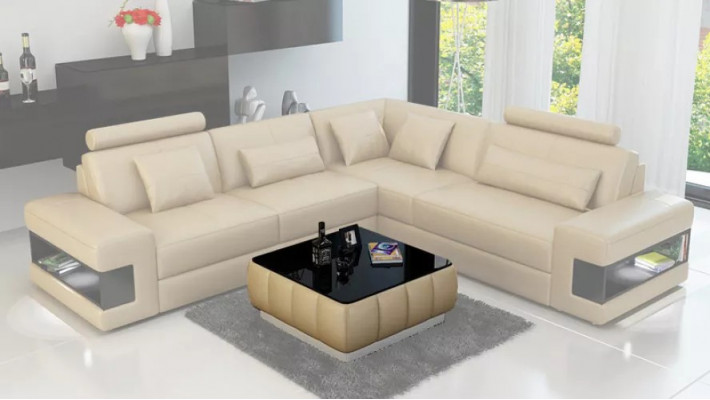 Design corner sofa, decoration, living room furniture, modern corner couch, leather upholstery, couch