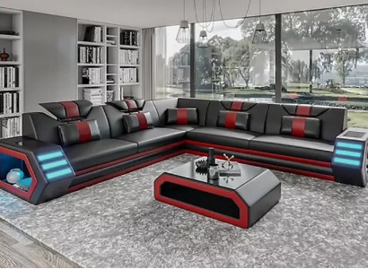 Leather cushion design living room corner sofa corner couch sofa L-shaped seating area