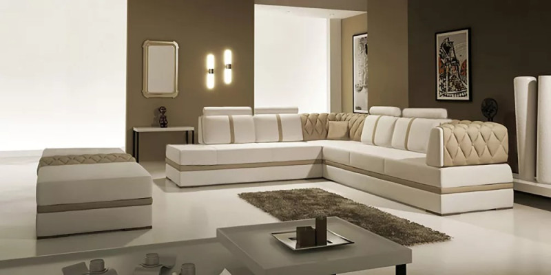Corner sofa, leather sofa, design sofa, L-shaped corner sofa, modern upholstery, living room.