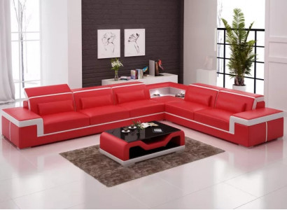 Leather cushion design corner sofa living room sectional couch L-shaped sofa landscape