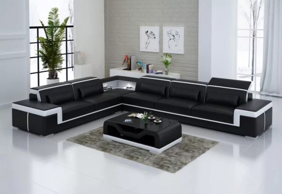 Leather cushion design corner sofa living room sectional couch L-shaped sofa landscape
