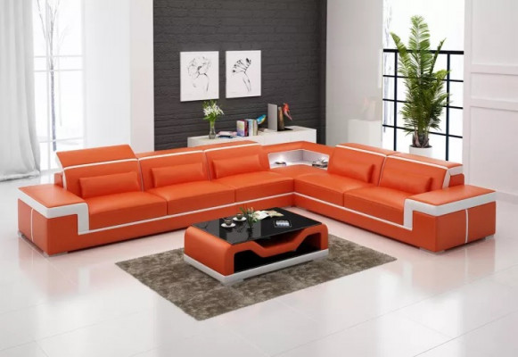 Leather cushion design corner sofa living room sectional couch L-shaped sofa landscape