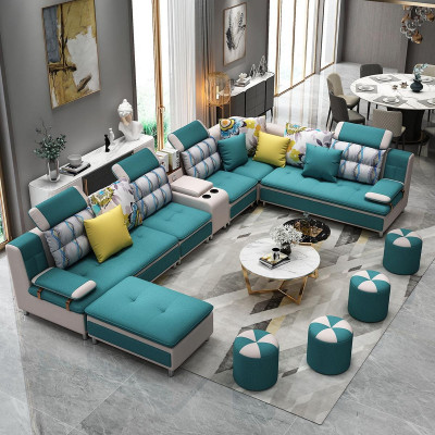 U-shaped sectional living landscape sofa couch upholstery set fabric sofas leather new